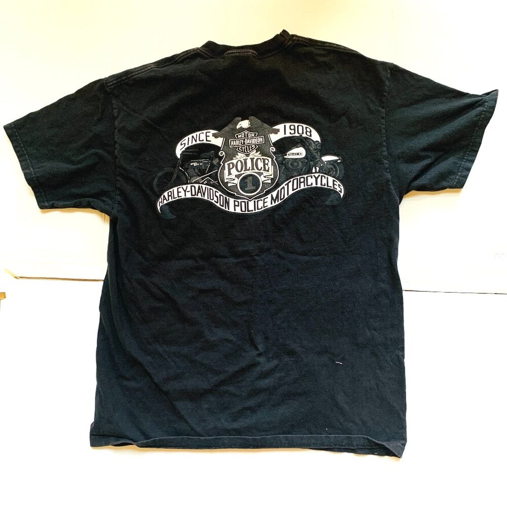 Men Harley Davidson Police Motorcycles Black White Sz M